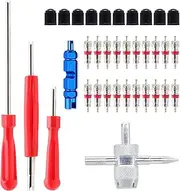 ZHSMS Valve Stem Removal Tool - 20 Cores, 10 Tire Caps, 4-Way Tool, Core Remover