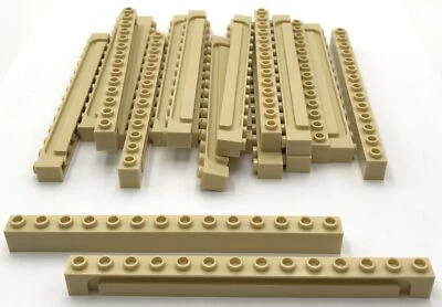 Lego 20 New Tan Bricks Modified 1 x 14 Stud with Groove Building Blocks Pieces