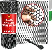 Chicken Wire Fence Mesh, 15.7IN x 10FT for Gardening, Poultry Fencing - Black