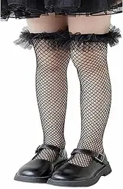 [LDDCX] Baby Girls Kids Mesh Socks Bow Fishnet Ankle High socks Lace Fish Net Vintage back bow Short Sock(W3)