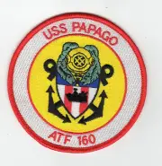 USS Papago ATF-160 Fleet Tug Boat - 4 inch FE BC Patch Cat No C6410