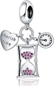 [LNQOBU] Happy Life Pendant Charm Bead Fits for Charm Bracelets - 925 Sterling Silver Dangle Pendant Bead for Woman Girl(With one Spacer Beads Charms)