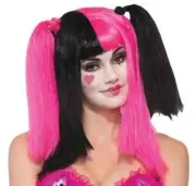 Sweetheart Clown Wig Harlequin Pink Fancy Dress Halloween Costume Accessory