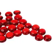 Glass Beads,36pcs Flat Glass Gemstone Transparent Dark Red 0.44lbs Glass Pebble