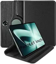 [World biz] Case For OnePlus Pad Case 11.61 inch (2023), 360 Degree Rotation Protective Stand Leather Cover Back, Auto Wake/Sleep OnePlus Pad 11.61'' Tablet (Black)