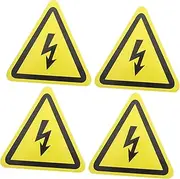 Veemoon 4pcs High Voltage Warning Labels Triangle Safety Stickers for Electrical Caution Factories Labs Construction Sites Easy Installation Highly Visible