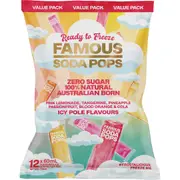 Famous Zero Sugar Soda Pops Assorted Icy Poles 12x60ml