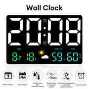 9.76*6.22" Digital LED Alarm Clock Large LED Display Wall Clock Temperature Date