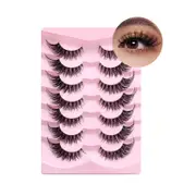 Catzon False Eyelashes Fluffy Faux Mink Lashes Fox Eye Curled Lashes 7 Pairs Pack-15mm