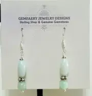 Sterling Silver Natural AMAZONITE Double-Stone Dangle Earrings...Handmade USA