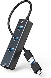 Ethernet Adapter, oditton 4 Port USB to Ethernet Adapter, 3 Ports USB 3.0 Ethernet Hub with RJ45 1Gbps Gigabit Ethernet Device, USB Network Adapter with USB C Port for Notebook