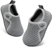 [FEETCITY] Baby Shoes Boys Girls First Walking Shoes Infant Sneakers Crib Shoes Breathable Lightweight Slip On Shoes, Grey, 6-12 Months Infant