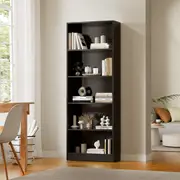 Oikiture Bookshelf Bookcase Display shelves 5-Tier Storage Stand Rack Black