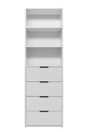 GENEVA 3 SHELF 4 DRAWER BUILT IN WARDROBE - WHITE - SLIM - PULL BLACK