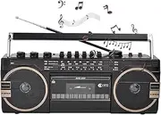 Radio Cassette Player and Recorder with AM/SW/FM Radio Analog Tuning, Support U Disk/SD Card Playback, 16G USB Flash Drive,Natural