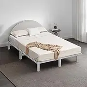 Furb Kingle Single Bed Frame Wooden Bed Base with Headboard Solid Pine Wood Platform Bed for Kids Toddler and Adult Bedroom Furniture(Light Grey)