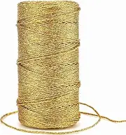 100M/328 Feet Gold String Twine for Crafts Decorative Metallic Bakers String Bakers Twine Glitter Gold Cord for Crafting Decorative Wrapping Twine String for DIY Crafts Gift Wrapping Tie Downs
