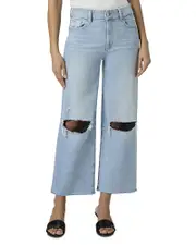 Paige Sasha High Rise Wide Leg Cropped Jeans in Maevedest