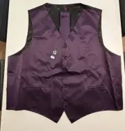 Brand Q Vest Mens Size 5XL Purple Solid Black Dress Tux Plus Tie CV