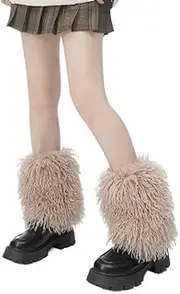 [DSAoTeng] Women's Warm Furry Fluffy Soft Leg Warmers-Faux Fur Cozy Y2K Boot Sleeves Shoes Cuffs for Winter Party Holiday Outdoor Style