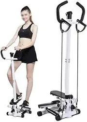 2 in 1 Dual Exercise Stepper, Mini LCD Display Twist Stepper, Home Stepper with Handle and Arm Cords, Leg Fitness Traini
