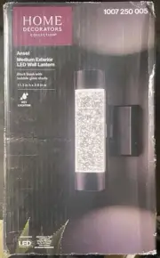NIB Home Decorators Ansel Black Bubble Glass LED Outdoor Light Cylinder Sconce