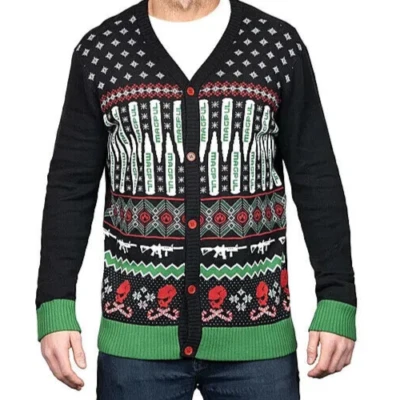 sz. LARGE, MAGPUL Ugly Christmas Sweater 'SKULLS & RIFLE' design, NEW!