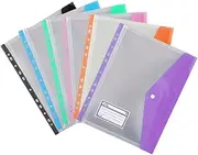 HAPINARY 6pcs Document Pouches with Snap Button Transparent File Storage Bags for Office Supplies Binder Pocket Organizers