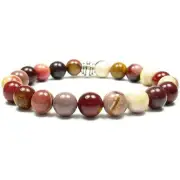 Jasper (Mookaite) 8mm Round Crystal Bead Bracelet with Description Card