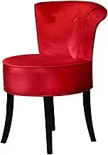 Footstool Dressing Table Modern Accent Leisure Armless Linen Chair Makeup Chair High Back Black Wooden Legs Soft Seat Thick Backrest (Color : Glitter Velvet-Beige)