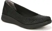 [Bzees] Womens Golden Bright Metallic Slip-On Sneakers Black 7 Medium (B,M)