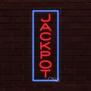 NEW "JACKPOT" w/BORDER VERTICAL 30x12x1 INCH LED FLEX WINDOW INDOOR SIGN 31580