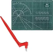 uxcell Craft Cutting Tools 30 Degree Blades 360 Degree Rotating Blade Stainless Steel Cutter Pen Knife with Mat for DIY Crafts Stencils Scrapbooks, Red