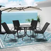 ALFORDSON 5PCS Outdoor Table and Chairs Set Garden Black