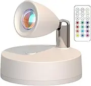 Battery Powered Ice Hockey Light with Dimmer and Timer Battery Infrared Remote Control Small Spotlight ABS Wall Lights, Warm White Light