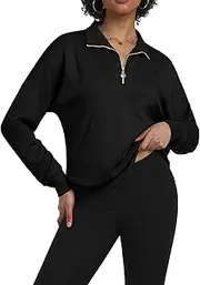 [Feiersi] Womens Sweatshirts Quarter Zip Pullover Hoodies Casual Lightweight Long Sleeve Fall Outfits Clothes with Pockets