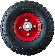 Leona Co 2 Pack 3.50-4 Wheelbarrow Tire, 10" Heavy Duty Double Hub 16mm Tire and Wheel, 3.5" tyre width, 123mm steel rim, for Garden Wagon Gorilla Cart Trolley Dolly Lawn Mover Go Kart Replacement