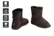 UGG Outback Unisex Premium Double Face Sheepskin Mini Button Boot (Chocolate, 11M/12W US)