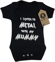 [Metallimonsters] I Listen to Metal with My Mummy' Black Baby Vest