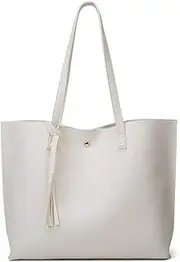 Women's Soft Faux Leather Tote Shoulder Bag from Dreubea, Big Capacity Tassel Handbag