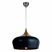 Telbix Polk Metal & Oak Large Pendant Light - Black