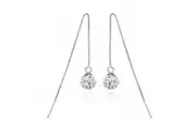 Solid 925 Sterling Silver Shamballa Threader Earrings