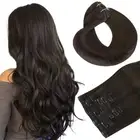 Human Hair Clip in Hair Extensions, Dark Brown 120g Clip in Hair Extensions R...