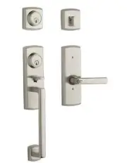 Baldwin Soho Two-Point Lock Handleset w/ Soho Lever Lifetime Polished Nickel