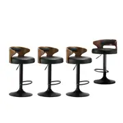Oikiture 4x Bar Stools Kitchen Gas Lift Swivel Chairs Stool Wooden Barstool