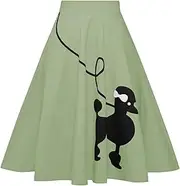 [ZEZCLO] Women Poodle Skirt 50s Vintage Pleated A-line Zipper Skirts