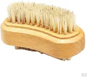 Folpus 2x Two-sided Beechwood Wooden Toe Finger Nail Brush Scrub Hand
