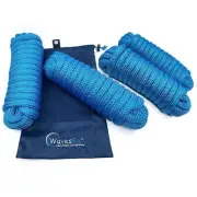 WavesRx 5/8” x 25’ (4PK) Premium Dock Lines for Boat & Pontoon | Double Braided