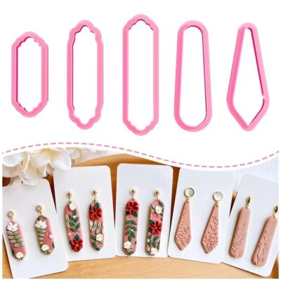 5 Pcs Polymer Clay Cutters Long Dangle Shape Polymer Clay Earrings Cutters