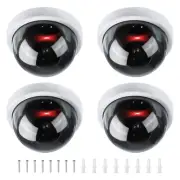 4 Pcs Fake Security Camera Dummy Dome Cameras with Red Light & Screw, White